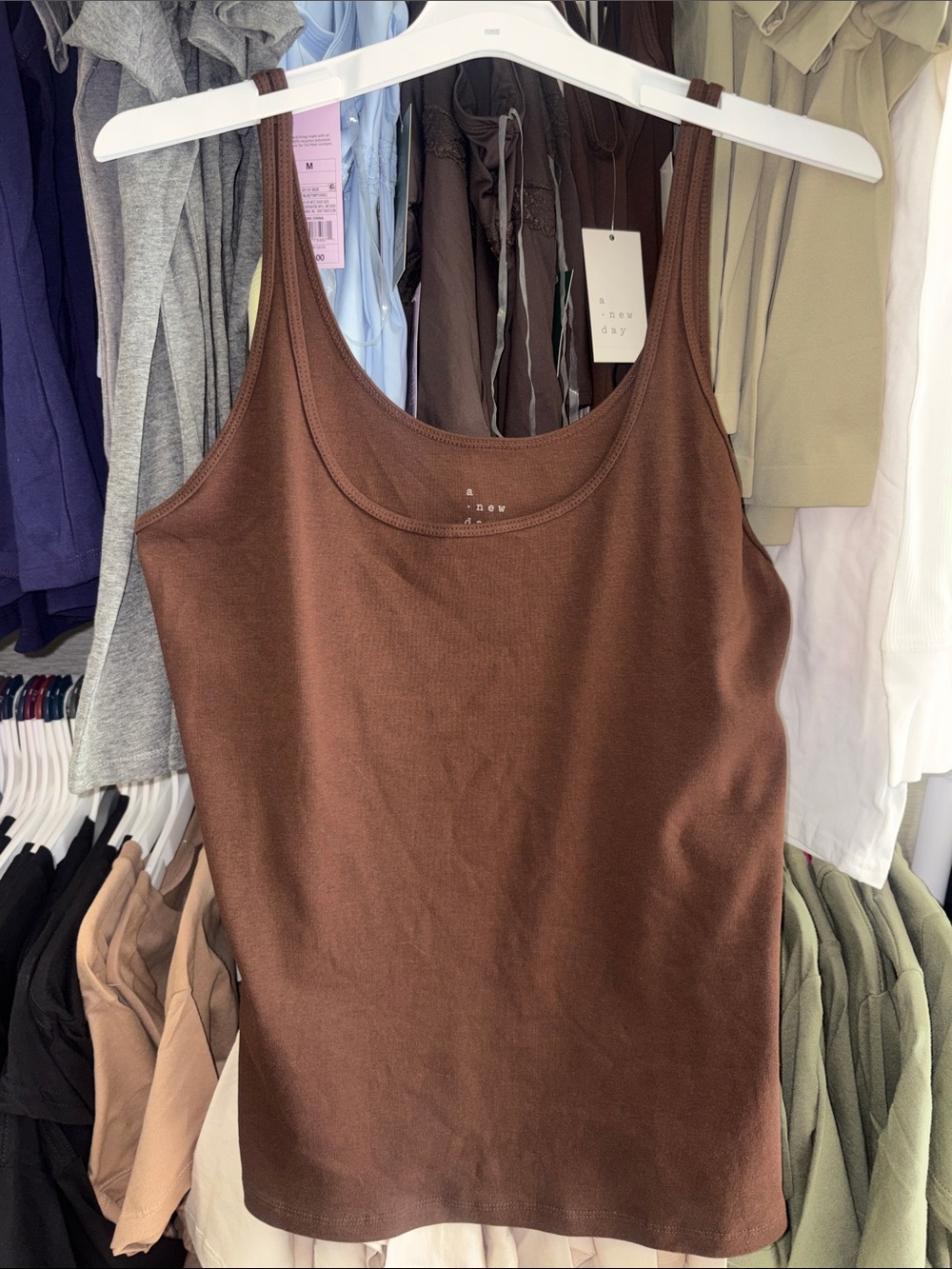 5/$10 a new day Brown Ribbed Scoop Neck Tank Top